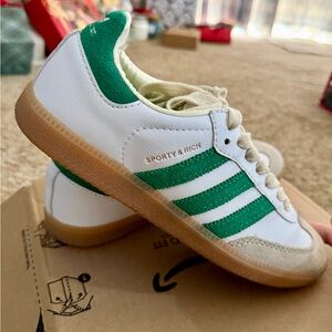 Adidas Women's Samba White and Green Sneakers